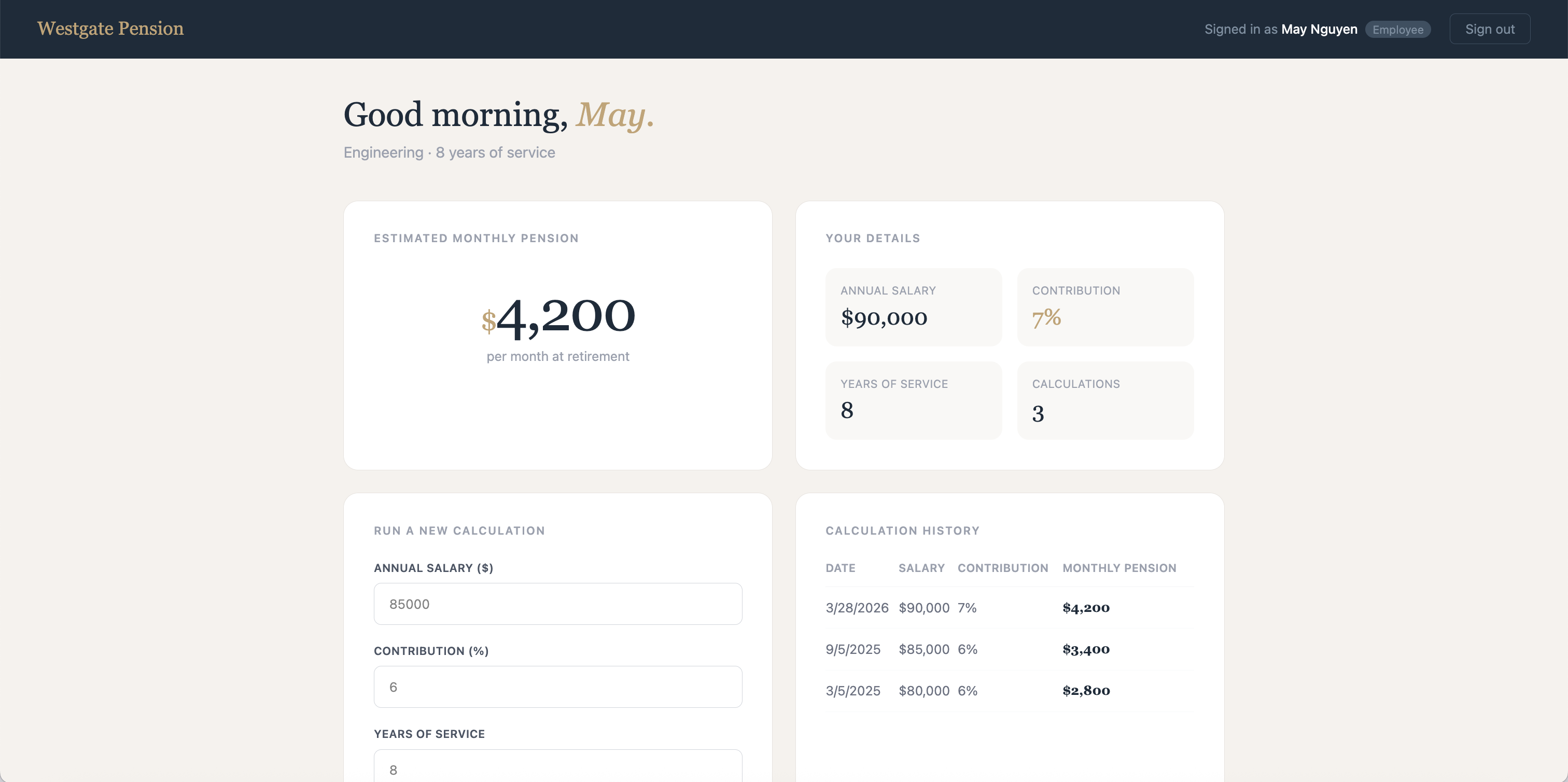 Westgate Pension screenshot 2